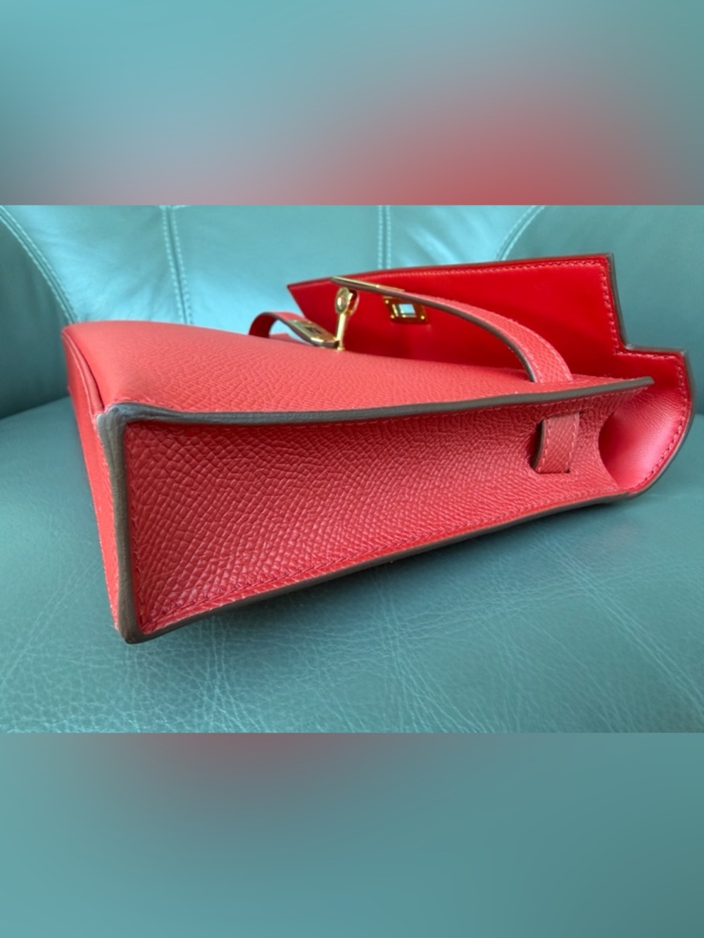 Hermès mini Kelly Elan Red Epsom Gold Hardware Clutch Crossbody Full Set New - Picture 8 of 17
